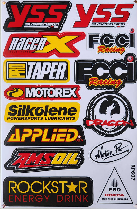 YSS Suspension Rockstar ProTaper Silkolene Amsoil Sticker Sheet | Motocross Decal RP607