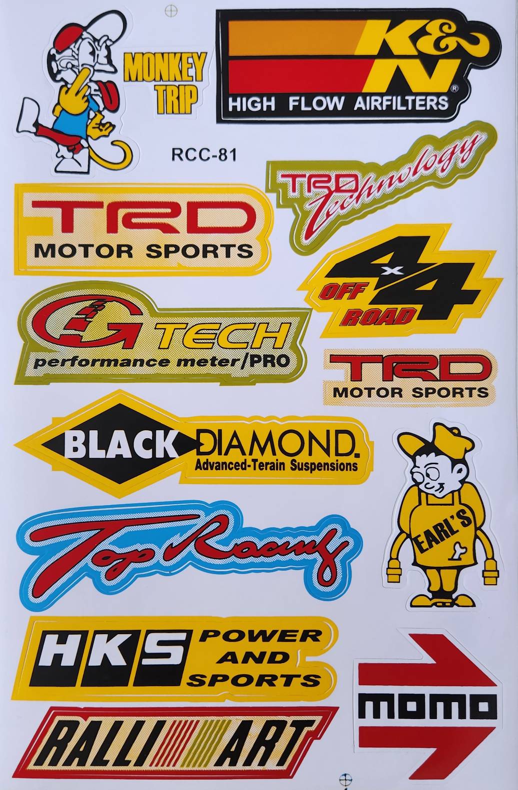 TRD K&N HKS Ralliart Momo Black Diamond JDM Sticker Sheet | Car Decal RCC-81