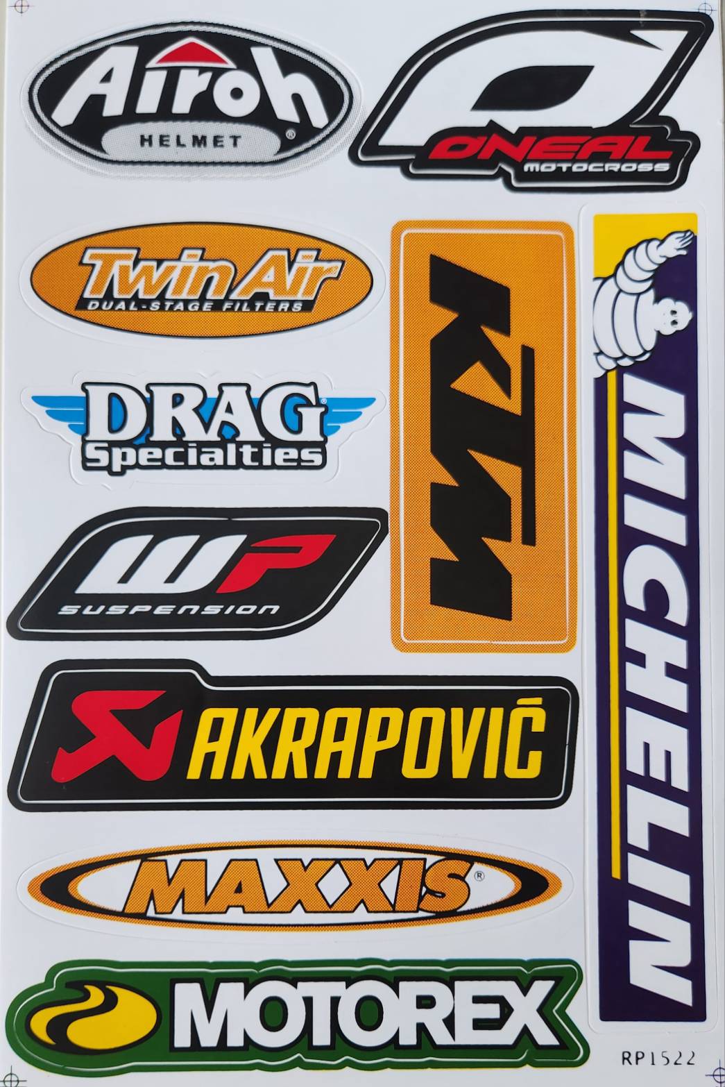 Airoh O'Neal KTM Akrapovic Michelin Maxxis WP Motorex Sticker Sheet | Motocross Decal RP1522