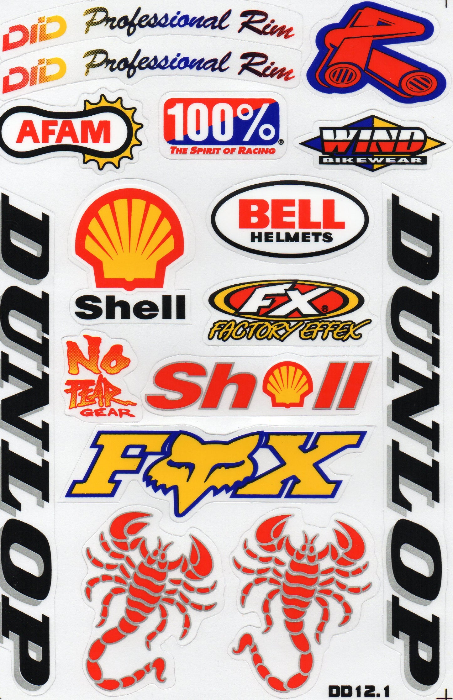 Dunlop Racing Sponsors Sticker Sheet 18-Pack | Motorcycle Car Decal DD12.1