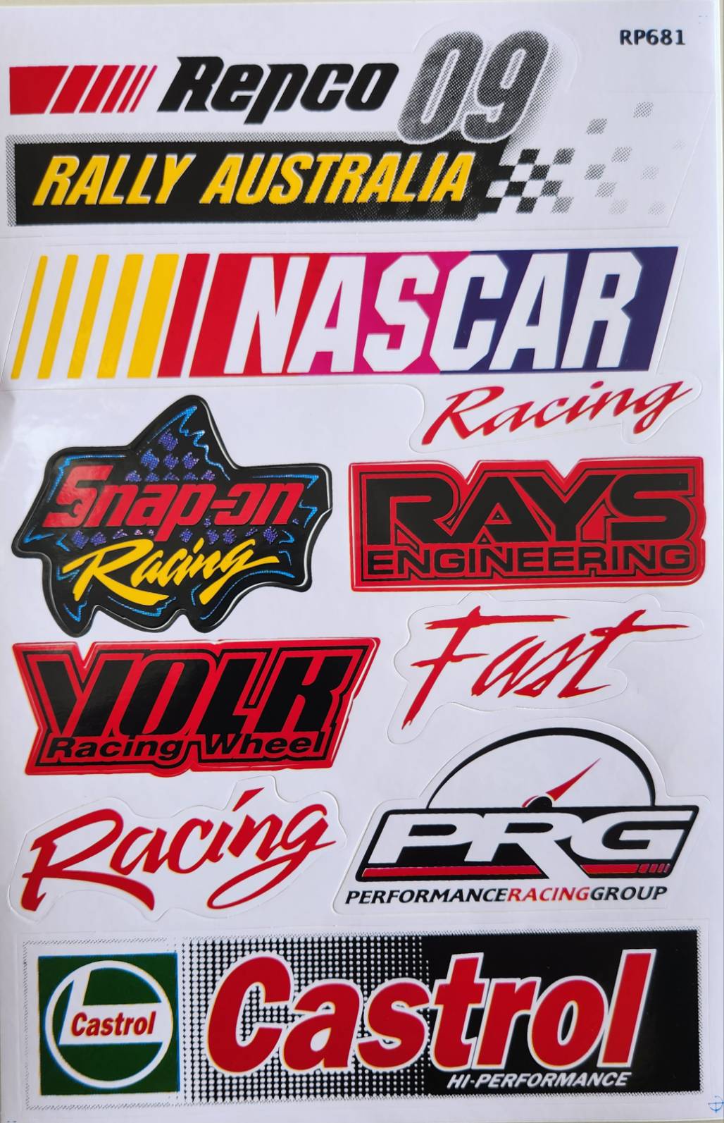 Repco Rally Australia NASCAR Snap-on Rays Volk PRG Castrol Racing Sticker Sheet RP681