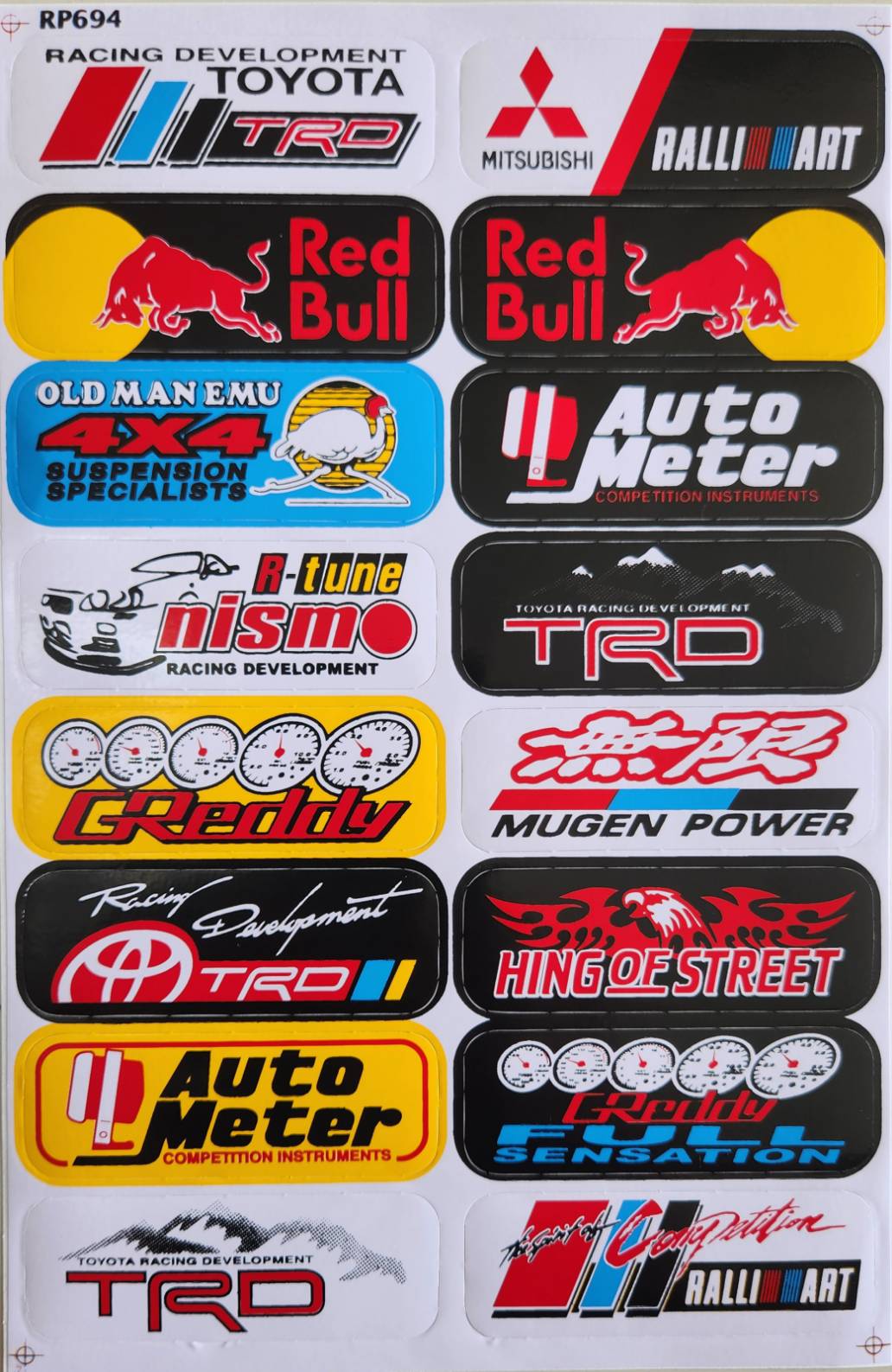 Toyota TRD Mitsubishi Ralliart Old Man Emu Nismo GReddy Mugen Power Auto Meter JDM Sticker Sheet RP694