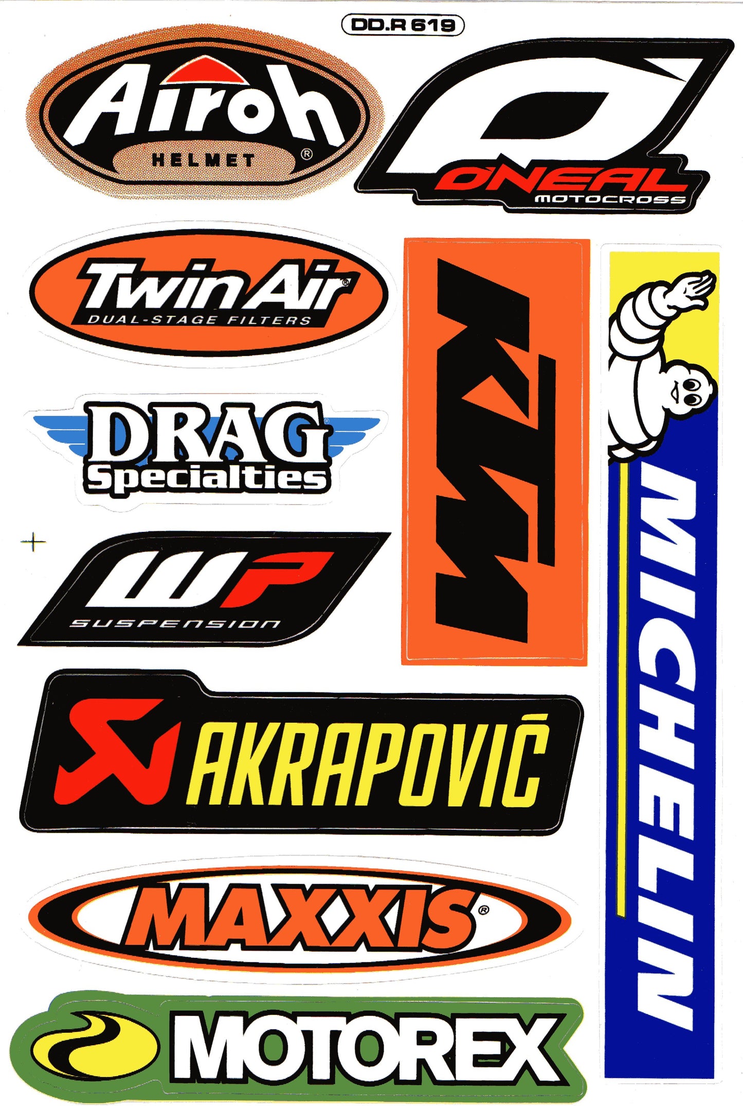 KTM Akrapovic Michelin Racing Sticker Sheet | Motocross Decal DD.R619