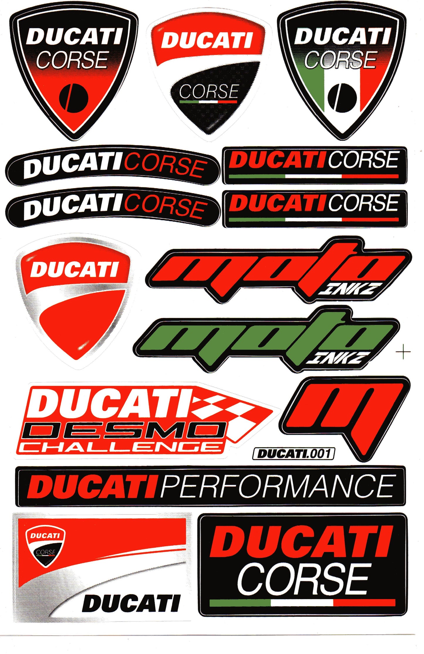 Ducati Corse Sticker Sheet 16-Pack | Motorcycle Car Decal DUCATI.001