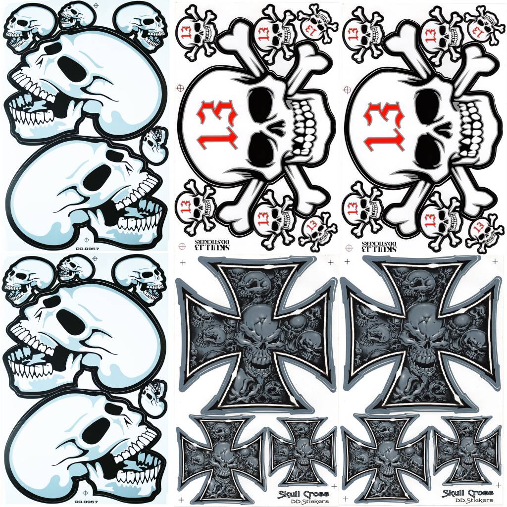 Skull Sticker Sheet MIX 1 | 6 Aufklebebögen F4 | Premium