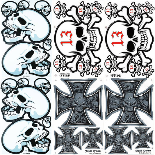 Skull Sticker Sheet MIX 1 | 6 Aufklebebögen F4 | Premium