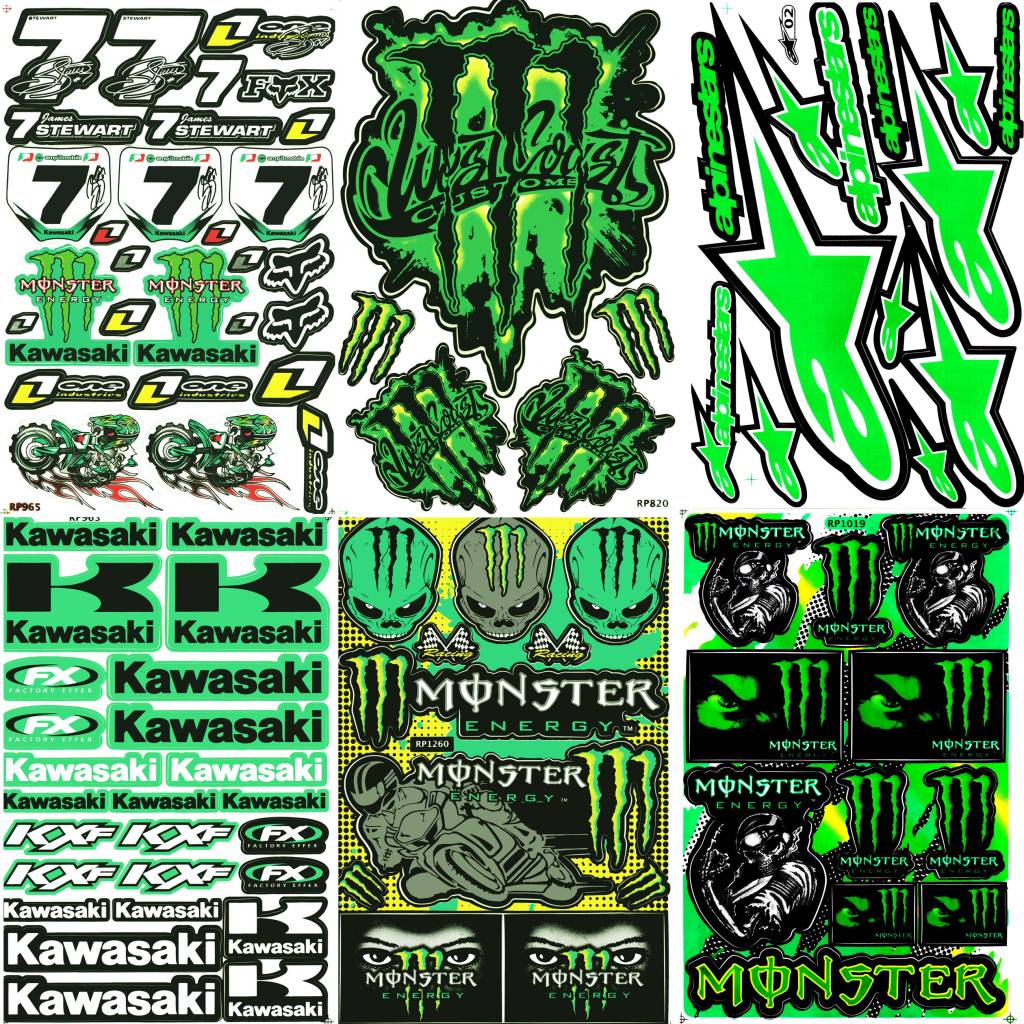 Kawasaki Sticker Sheet MIX | 6 Aufklebebögen F4 | Premium