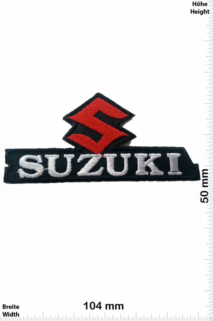 Suzuki S Logo Stack Embroidered Patch 104x50mm – Black, Red & White