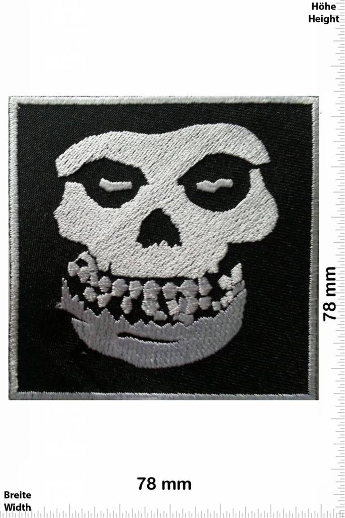 Misfits Crimson Ghost Skull Square Embroidered Patch 78x78mm – Black & Silver/White