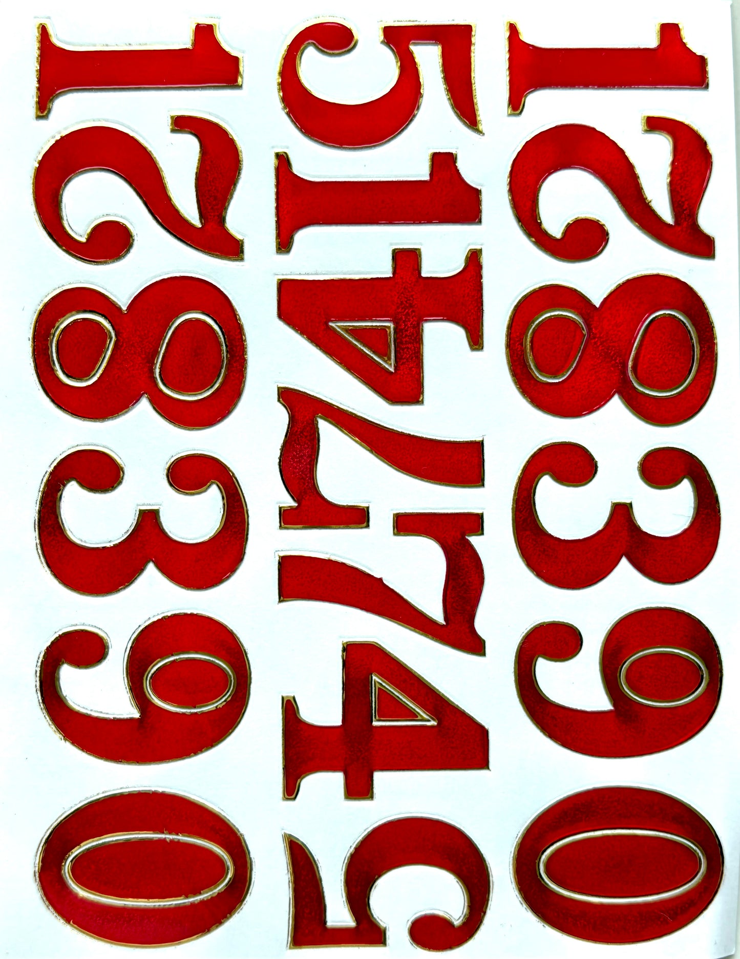 Red Gold Number Sticker Set 21-Pack | Decoration Craft Decal
