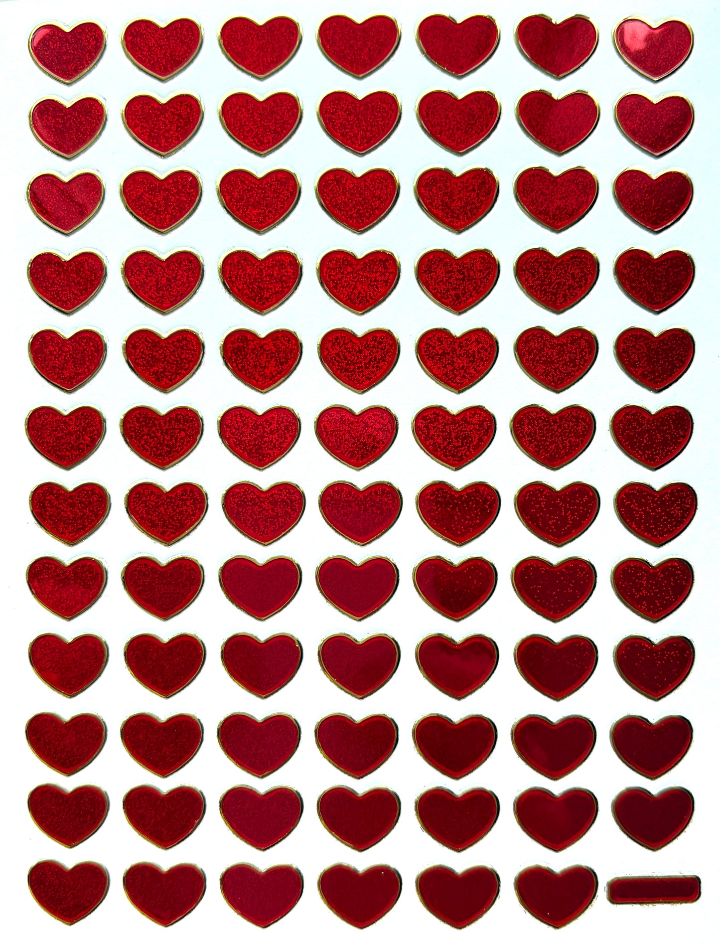 Red Glitter Heart Sticker Set 88-Pack | Decoration Valentine Craft Decal