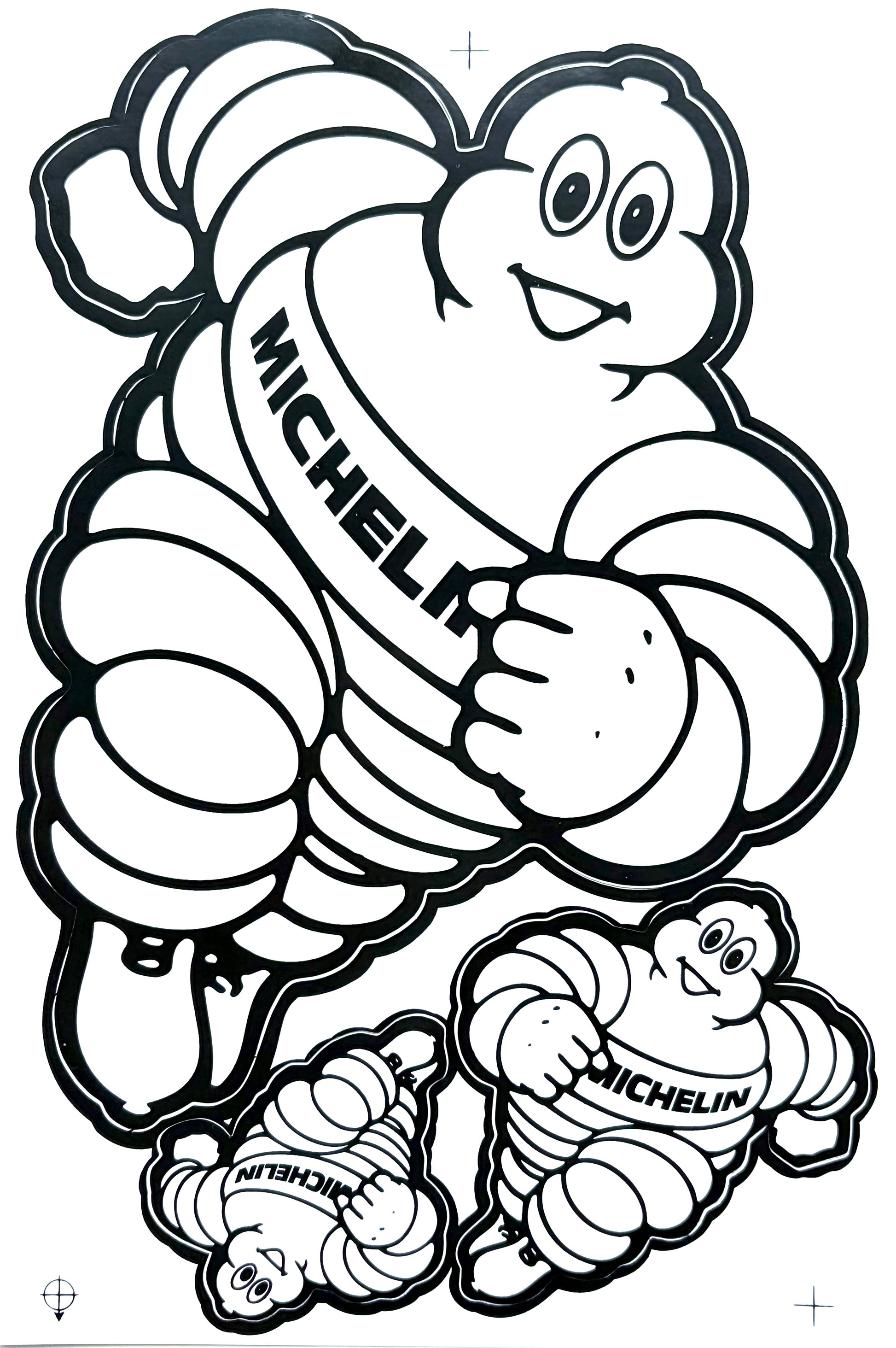 Michelin Bibendum Mascot Sticker Sheet Black White 3x Michelin Man