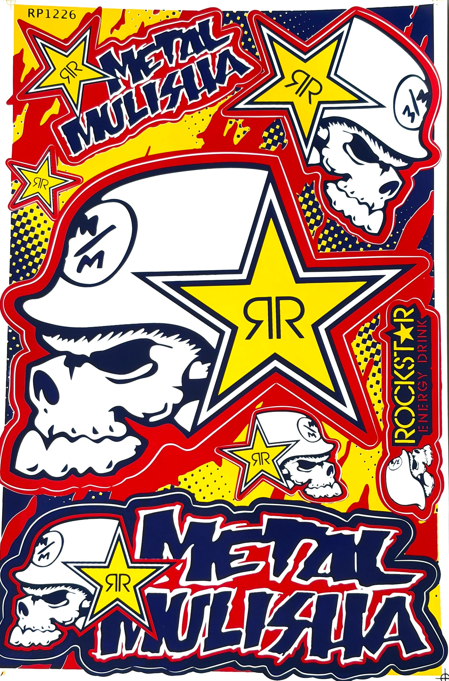 Rockstar Energy Drink Metal Mulisha Skull Motocross Sticker Sheet Yellow Red Blue Black RP1226