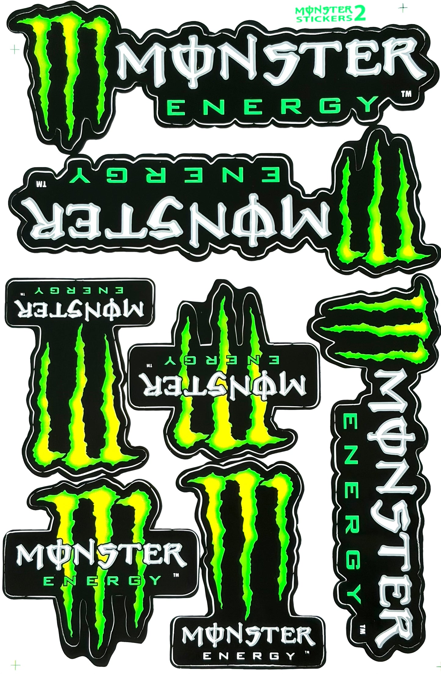 Monster Energy Sticker Sheet Green Black Claw Logo Motocross Decal Monster Stickers 2