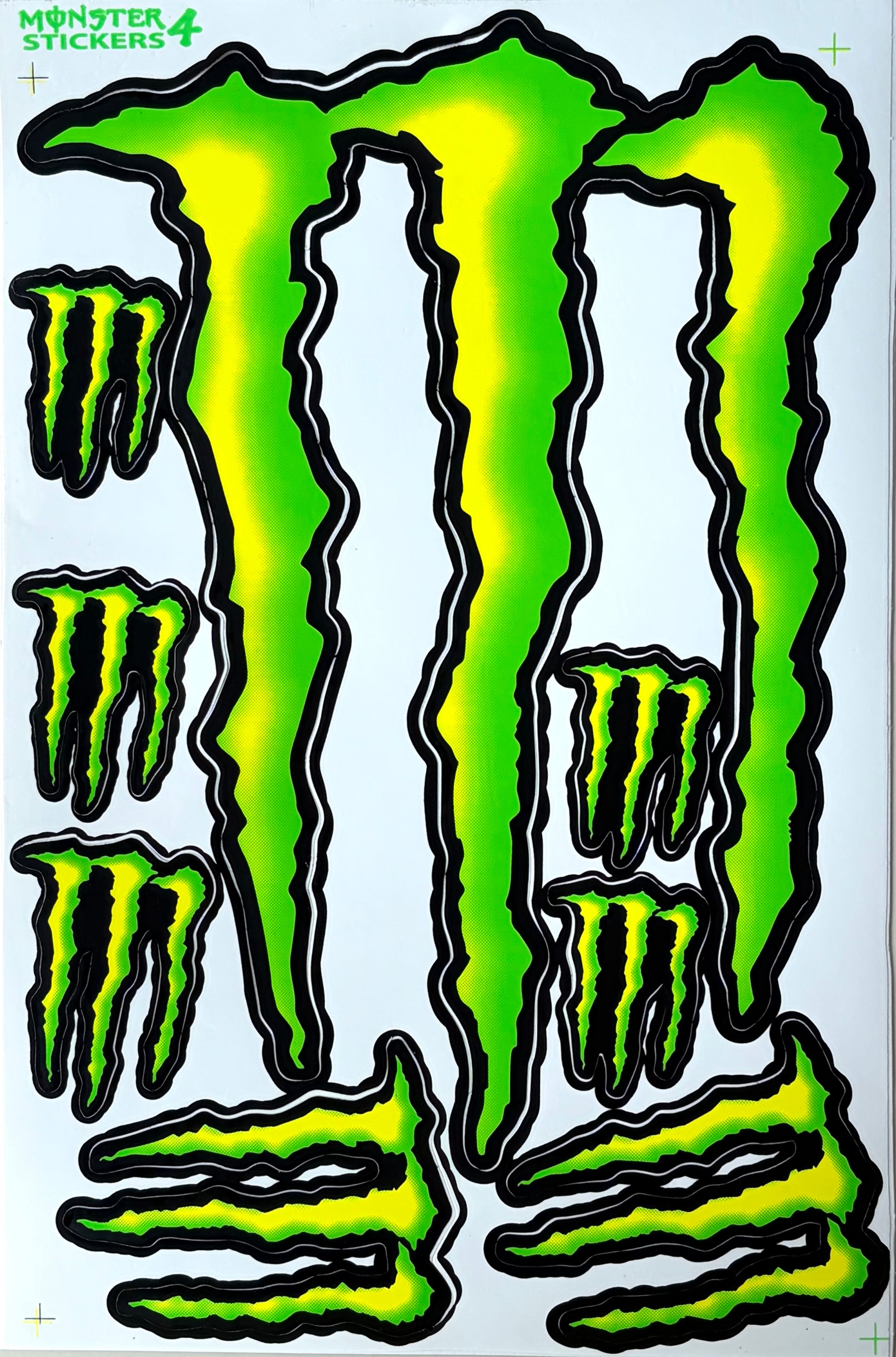 Monster Energy M Claw Icon Sticker Sheet Yellow Green Black XXL Motocross Decal Monster Stickers 4