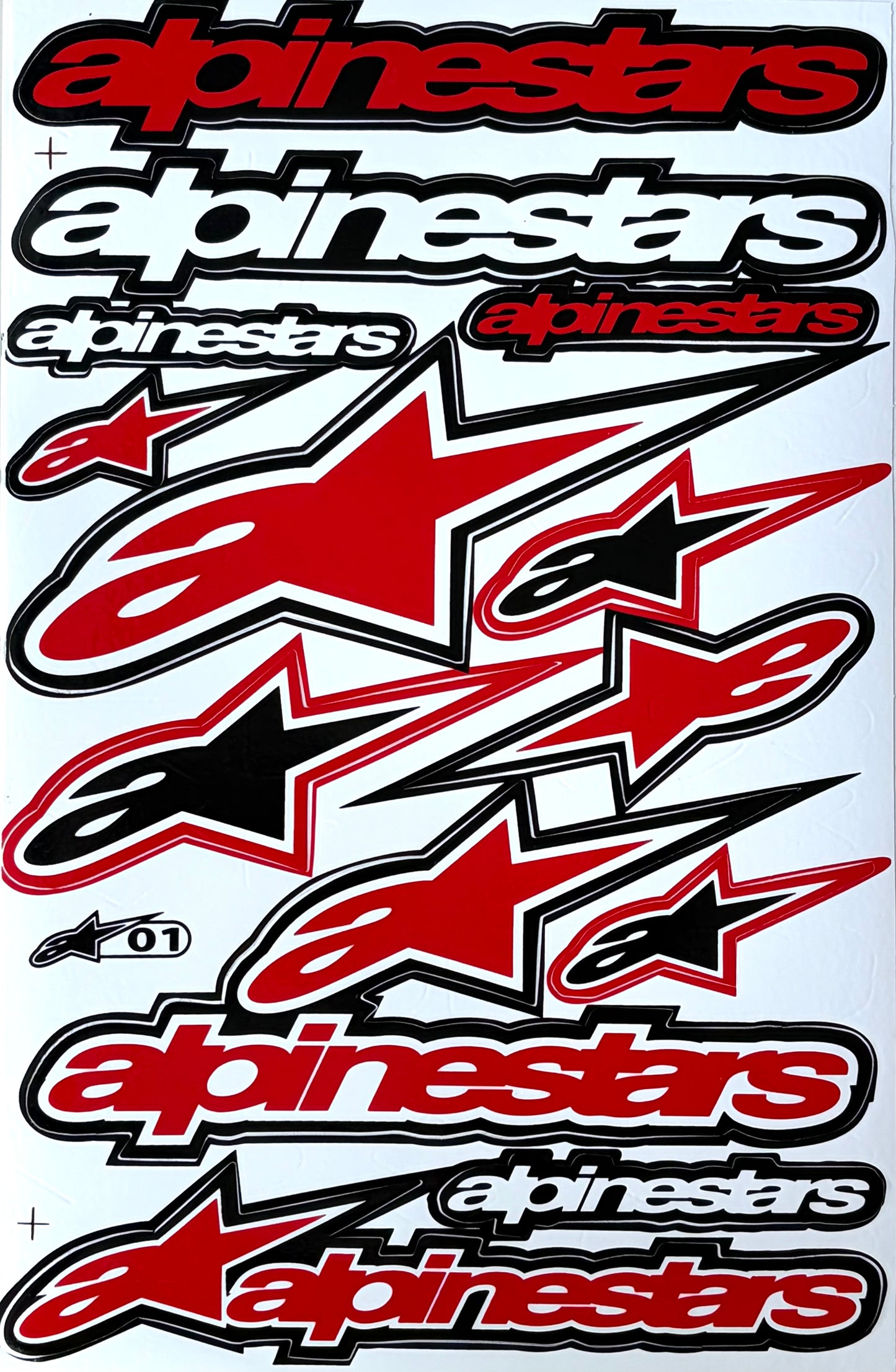 Alpinestars Sticker Sheet Red Black White Atech Star Logo Motocross Decal