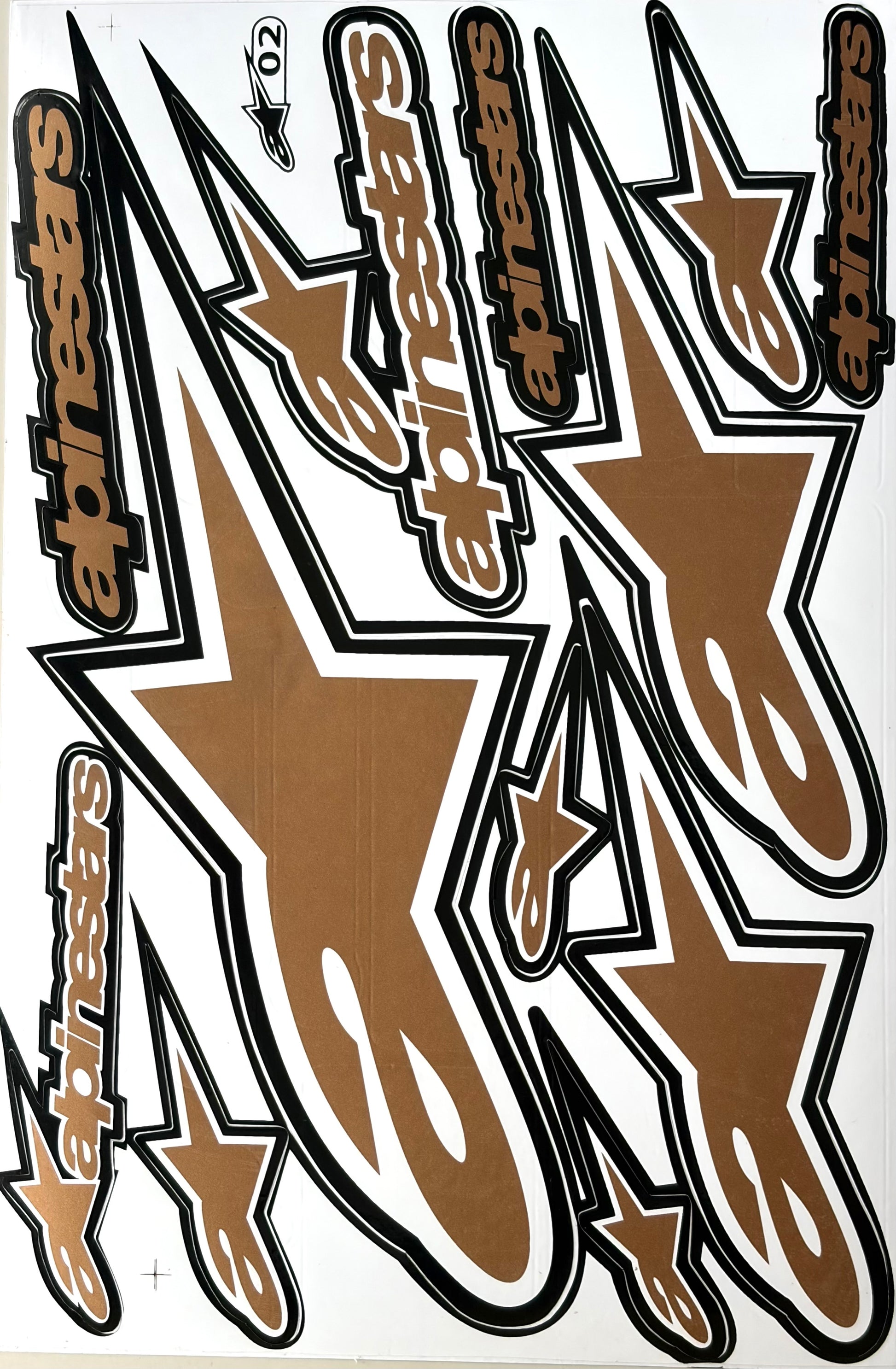 Alpinestars Atech Star Sticker Sheet Gold Brown Black Motocross Decal 02