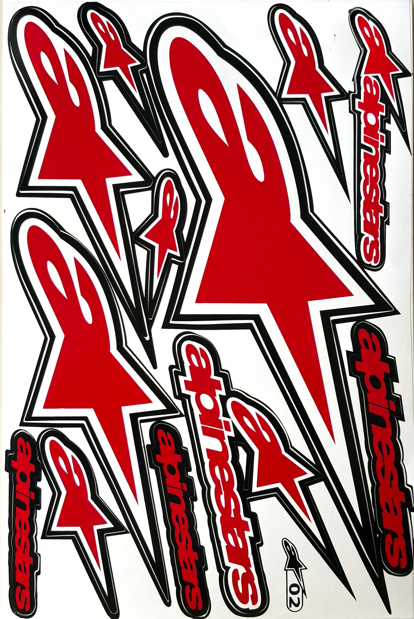 Alpinestars Atech Star Sticker Sheet Red Black White Motocross Decal 02 Red