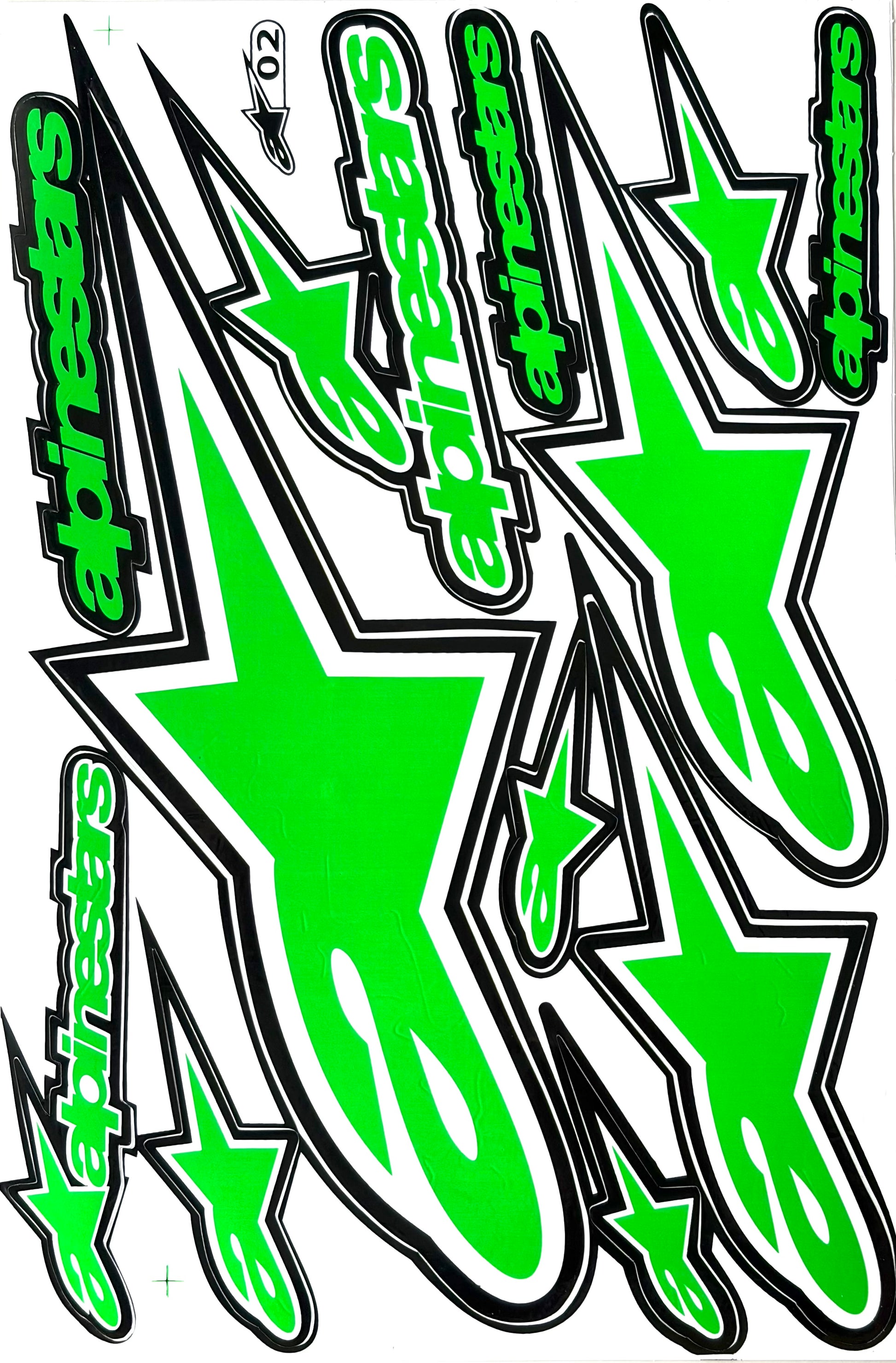 Alpinestars Atech Star Sticker Sheet Green Black White Motocross Decal 02 Green