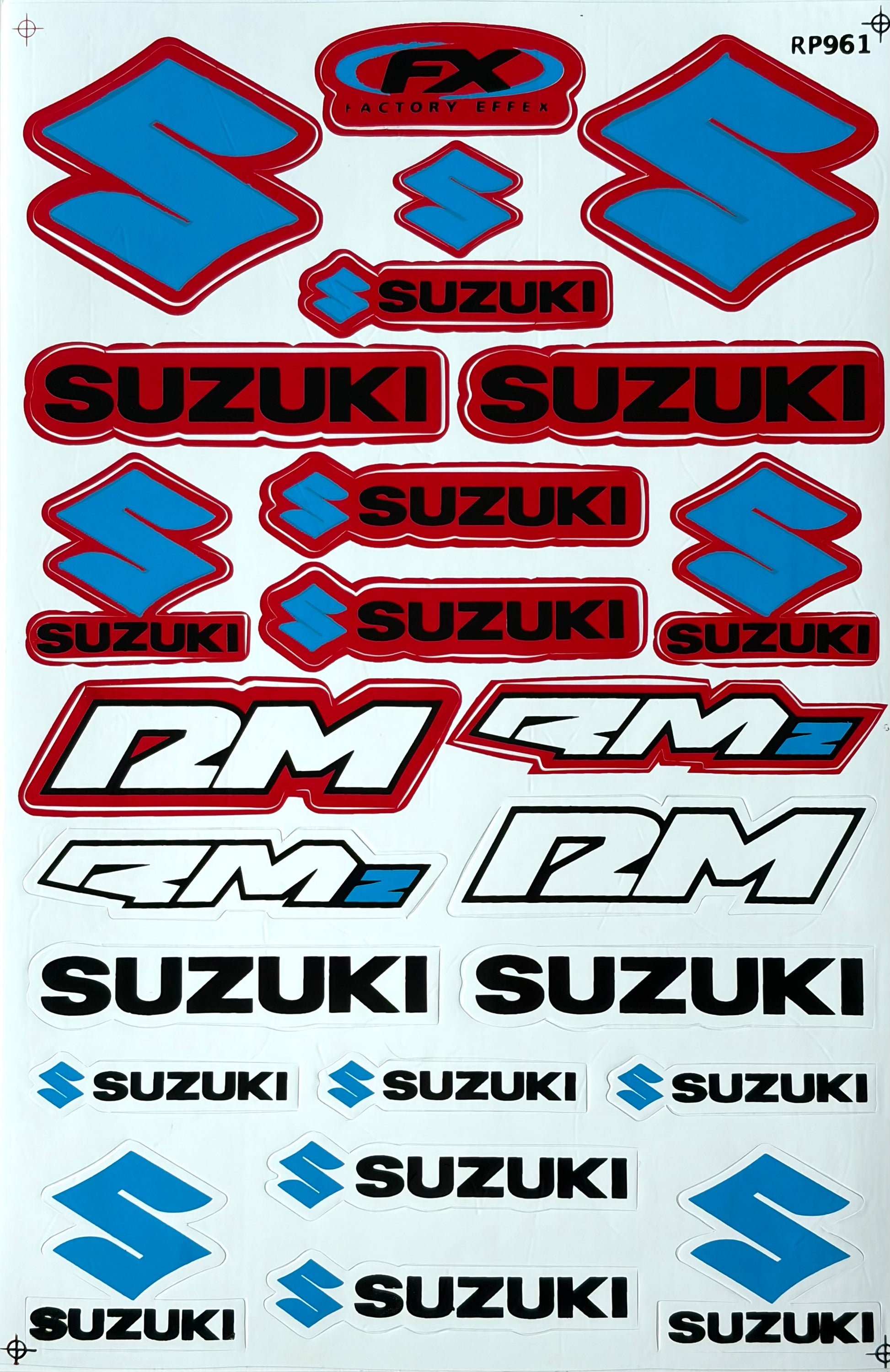 Suzuki Factory Effex RM RMZ Sticker Sheet Blue Red Black RP961