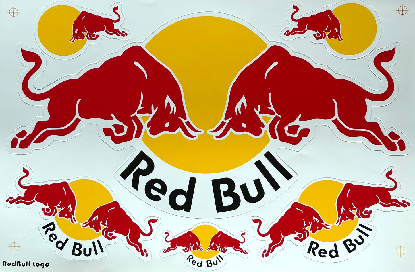 Twin Bulls Racing Logo Sticker Sheet Red Yellow Energy Decal