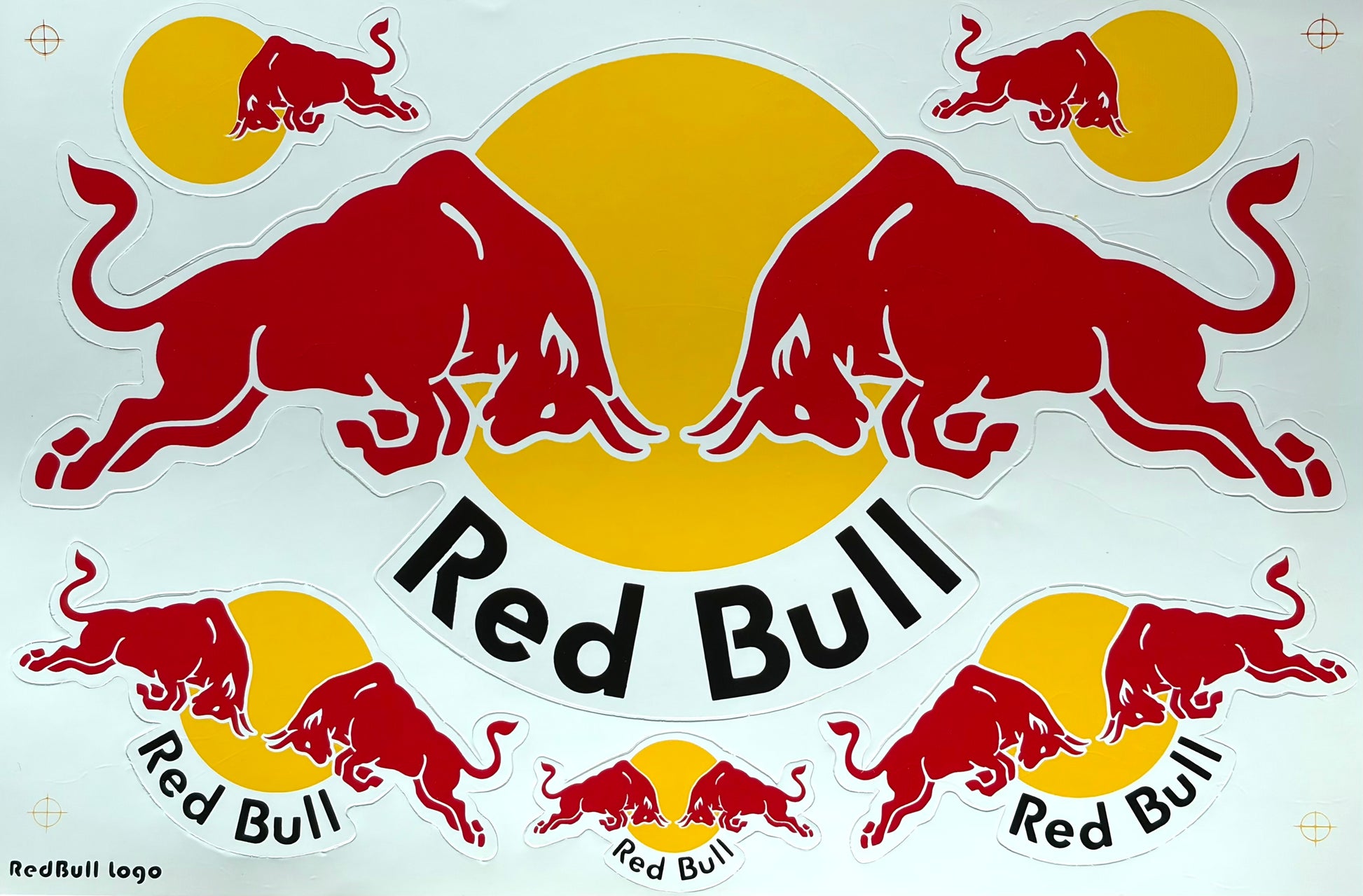Twin Bulls Racing Logo Sticker Sheet Red Yellow Energy Decal