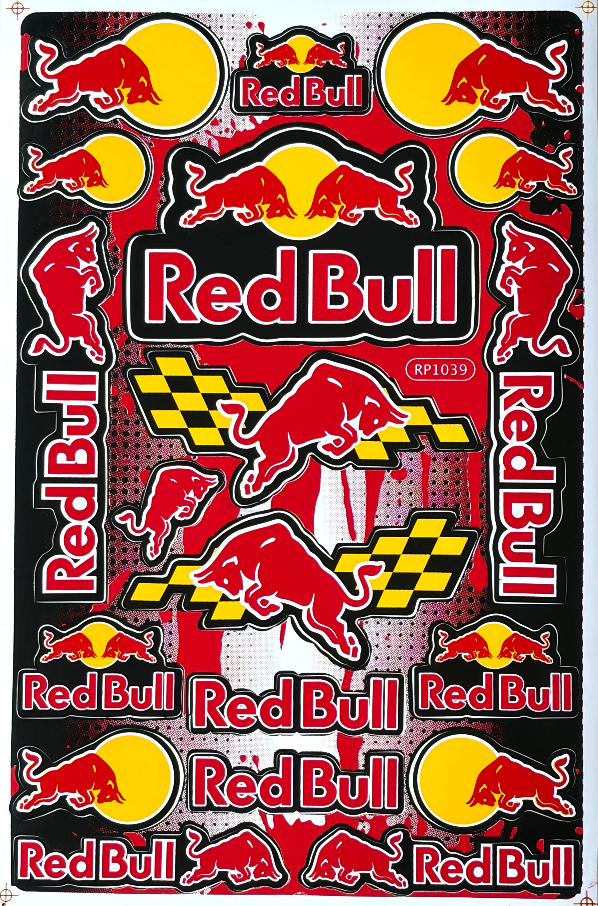 Twin Bulls Racing Logo Sticker Sheet Black Red Yellow Checkered RP1039