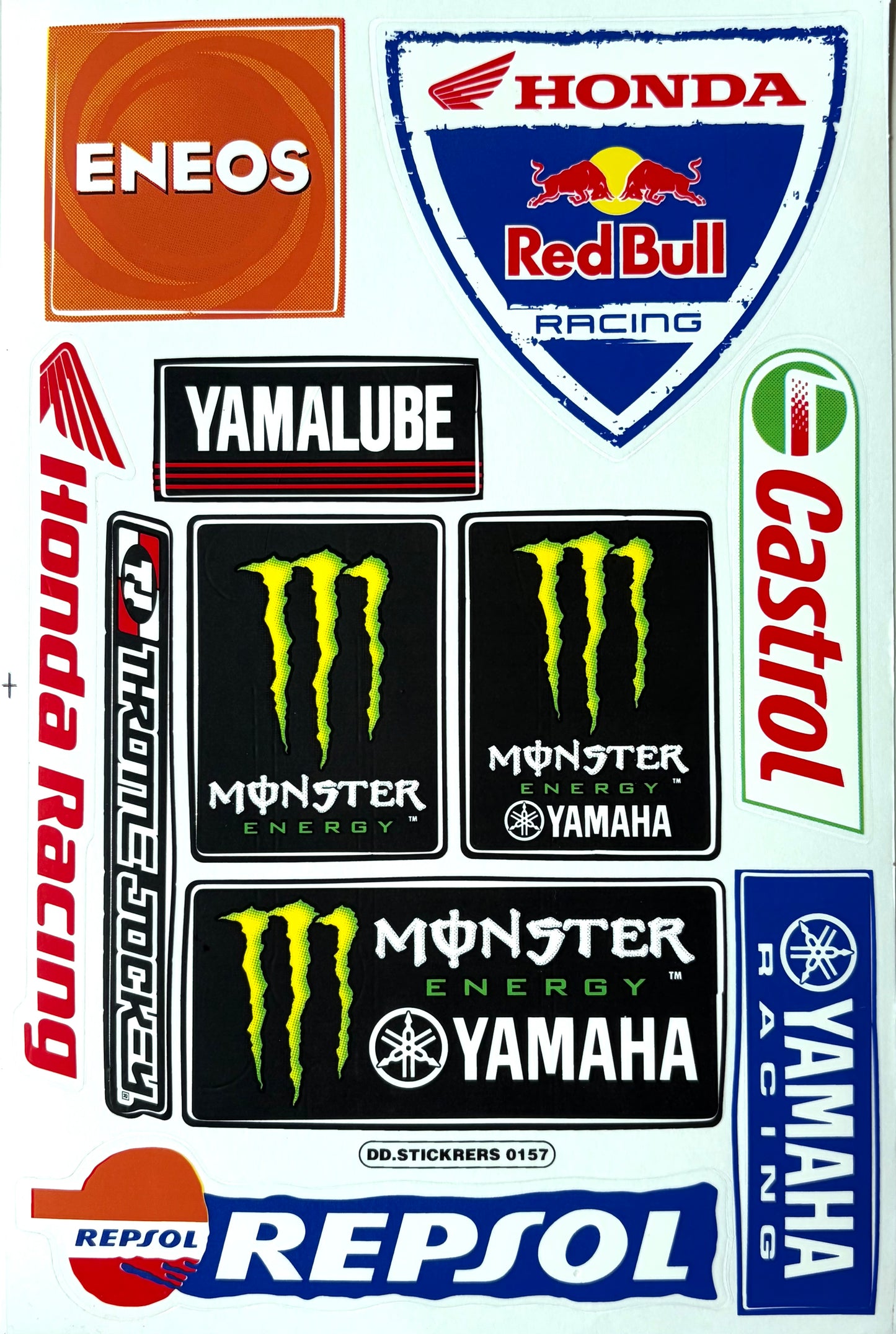 Honda Twin Bulls Monster Energy Yamaha Repsol Castrol Sticker Sheet DD.Stickers 0157