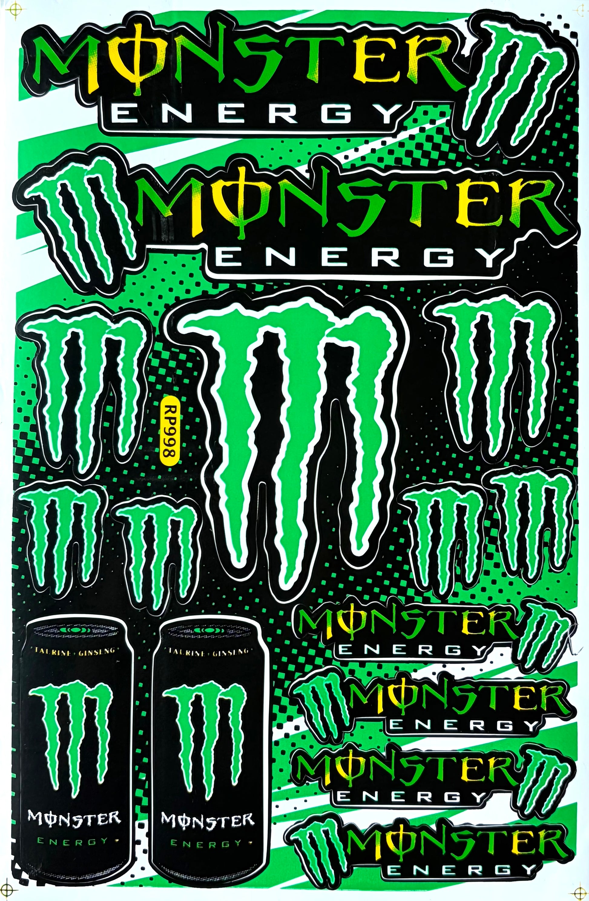 Monster Energy Claw Logo Sticker Sheet Green Black Multi Size RP998