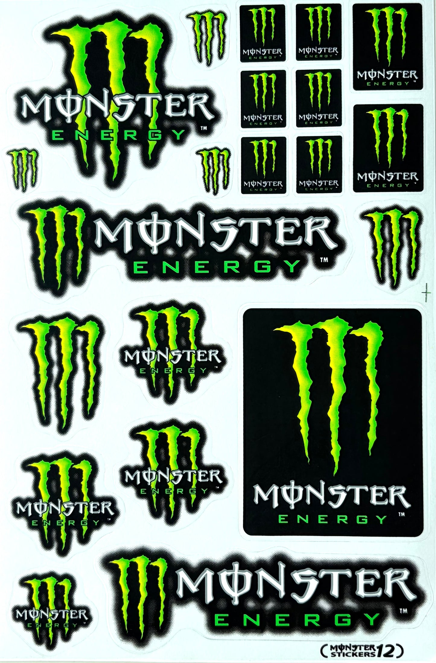 Monster Energy Claw Logo Sticker Sheet Green Black 20+ Stickers Monster Stickers 12
