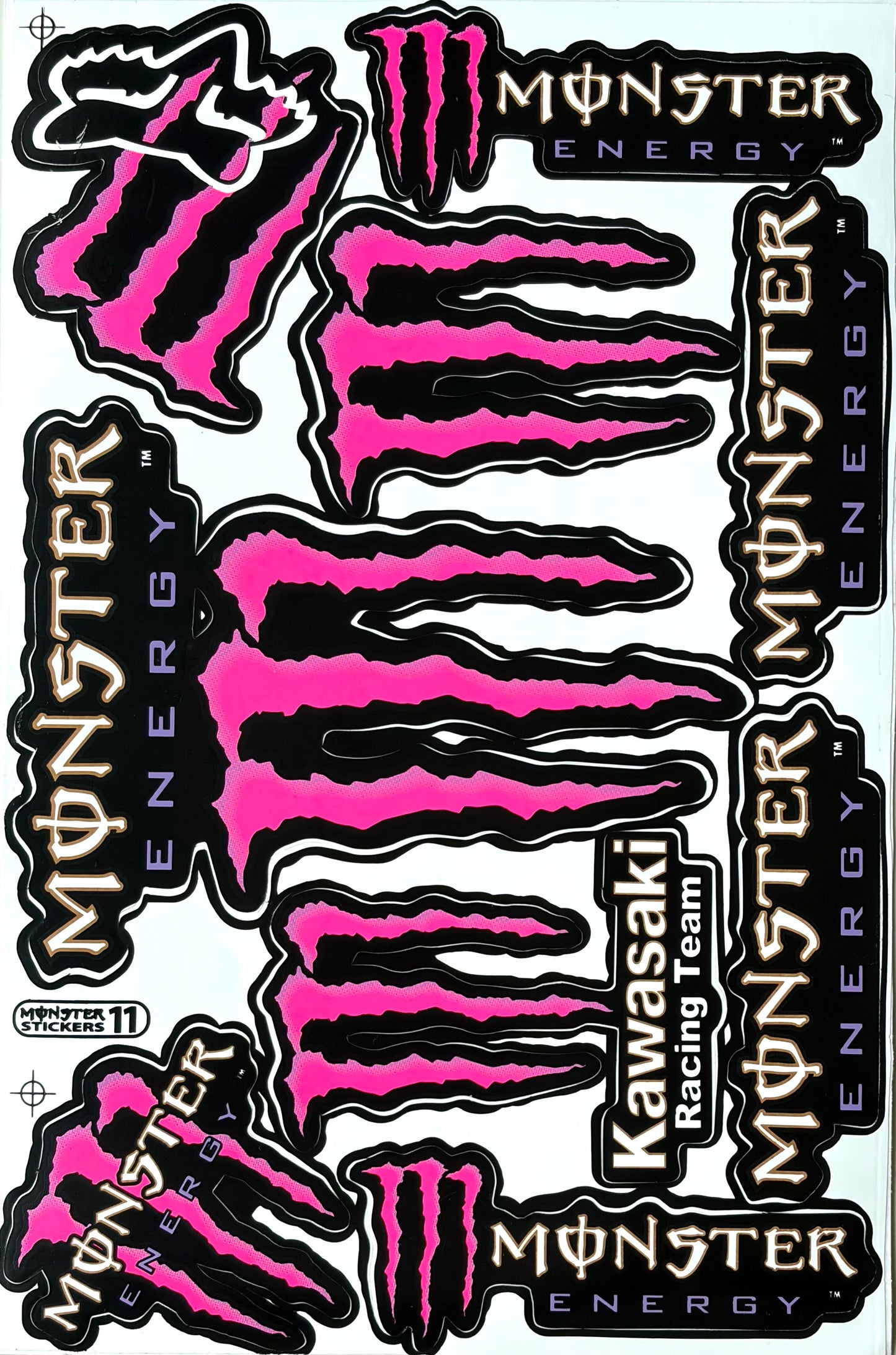 Monster Energy Kawasaki Racing Team Fox Racing Sticker Sheet Pink Black Monster Stickers 11