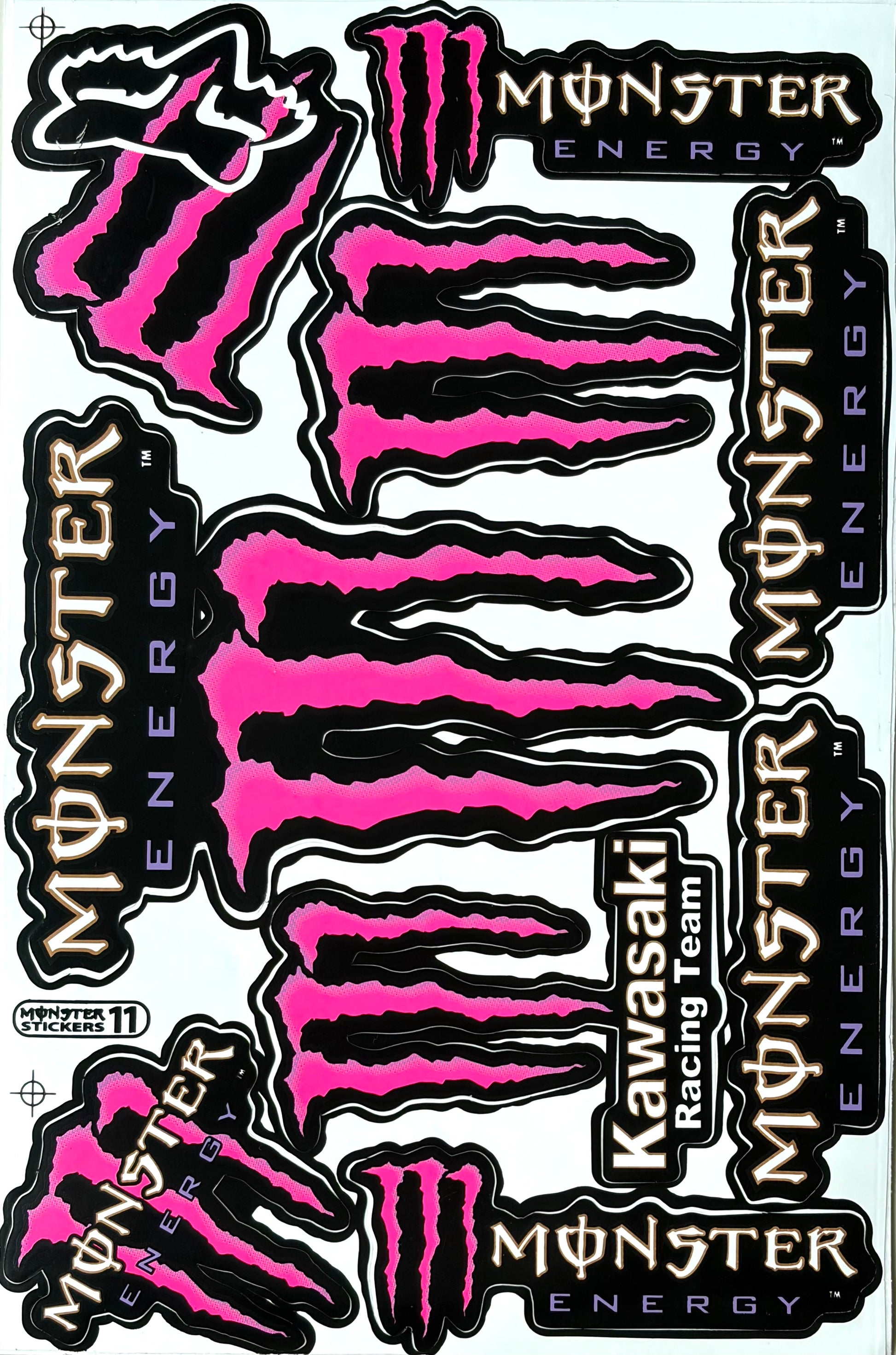 Monster Energy Kawasaki Racing Team Fox Racing Sticker Sheet Pink Black Monster Stickers 11