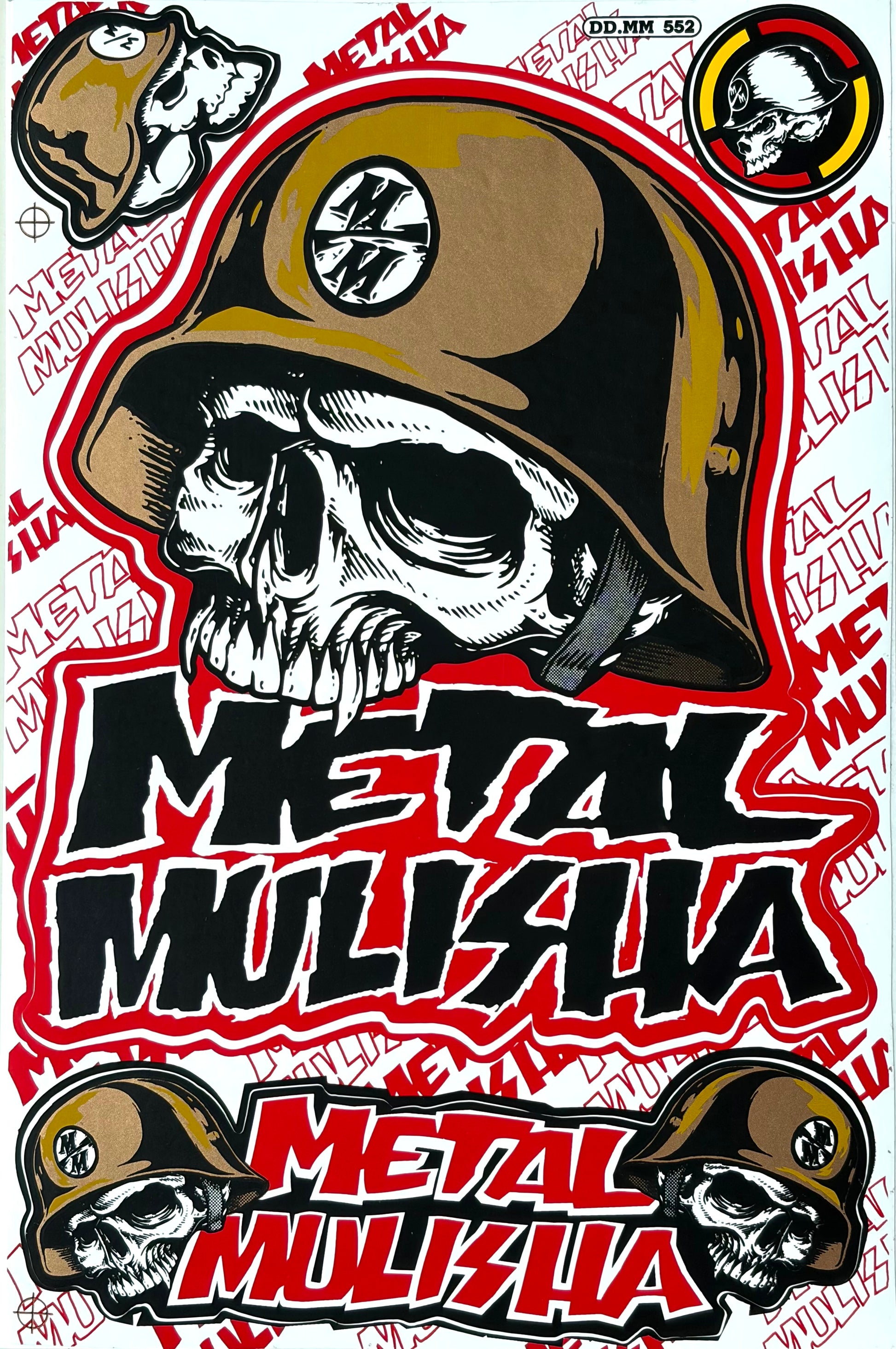 Metal Mulisha Skull Soldier Helmet Sticker Sheet Red Black Gold DD.MM 552