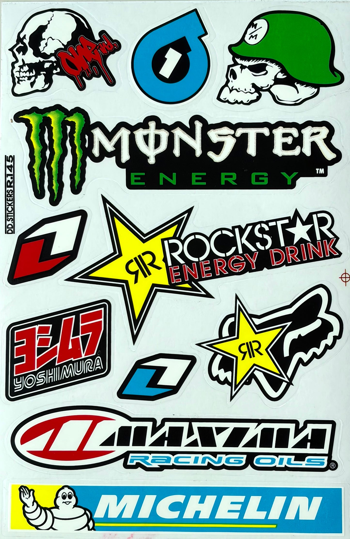 Monster Energy Rockstar Fox Racing Yoshimura Maxima Multi Brand Sticker Sheet R.145