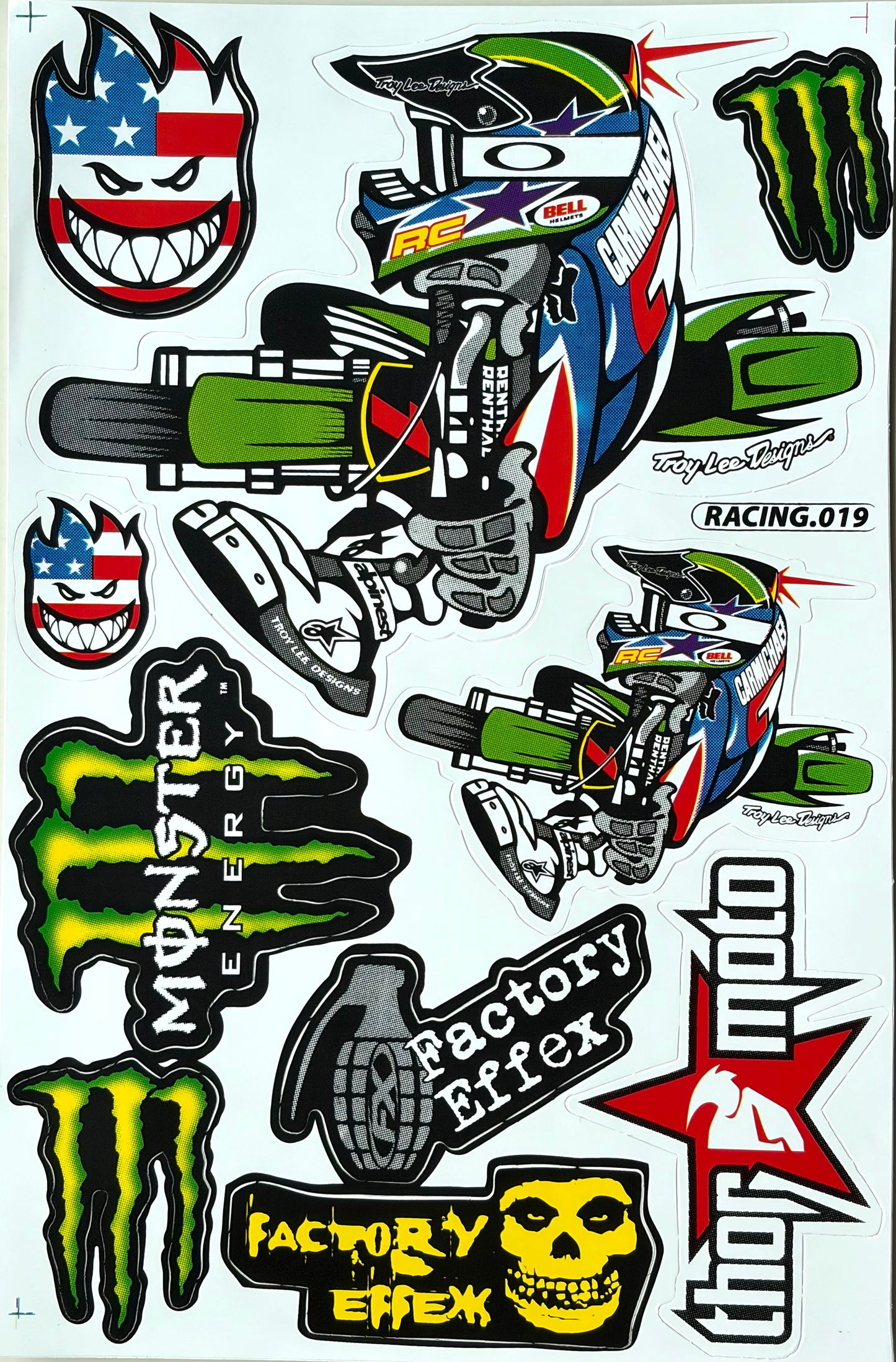 Ricky Carmichael Troy Lee Designs Monster Energy Factory Effex Thor Sticker Sheet Racing.019
