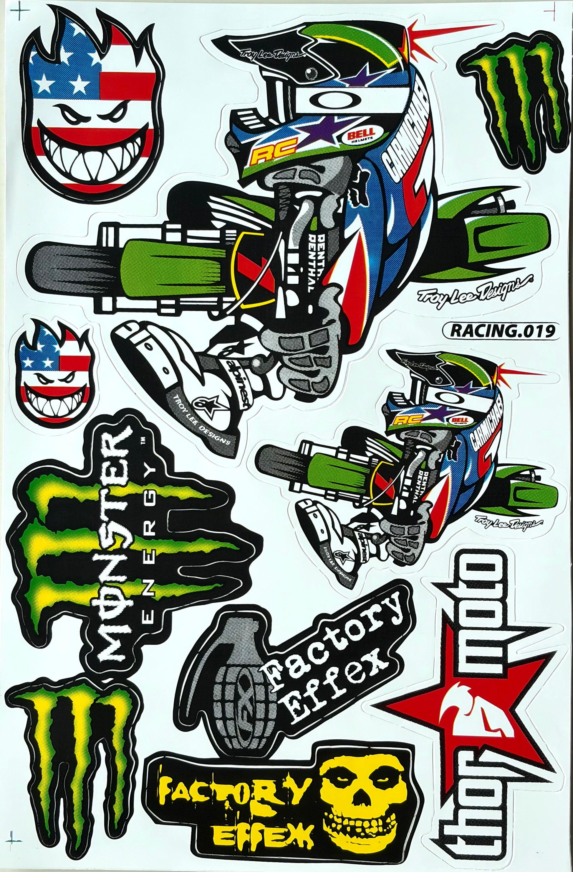 Ricky Carmichael Troy Lee Designs Monster Energy Factory Effex Thor Sticker Sheet Racing.019