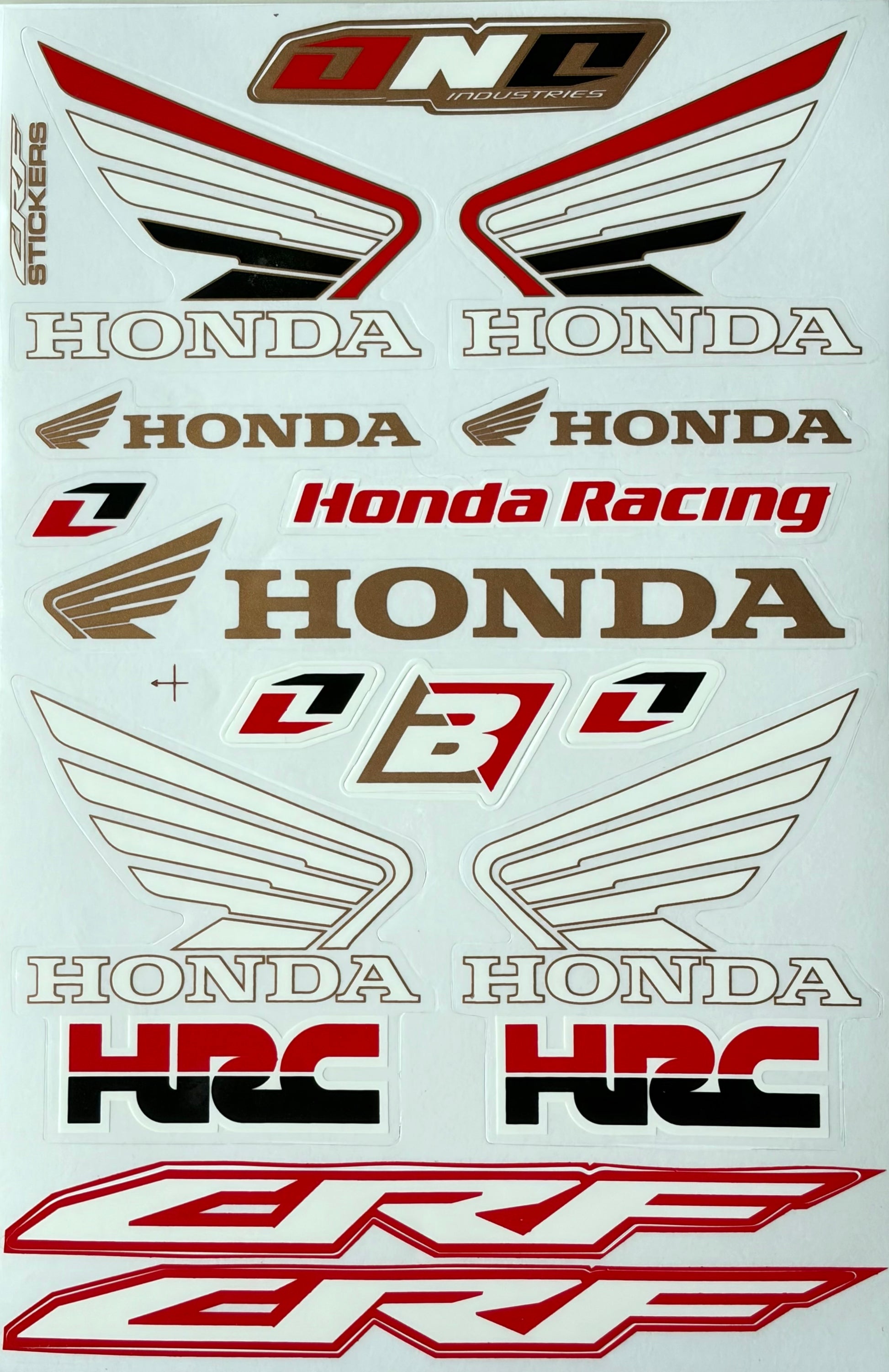 Honda HRC CRF One Industries Wing Logo Sticker Sheet Red Bronze Brown 20+ Stickers