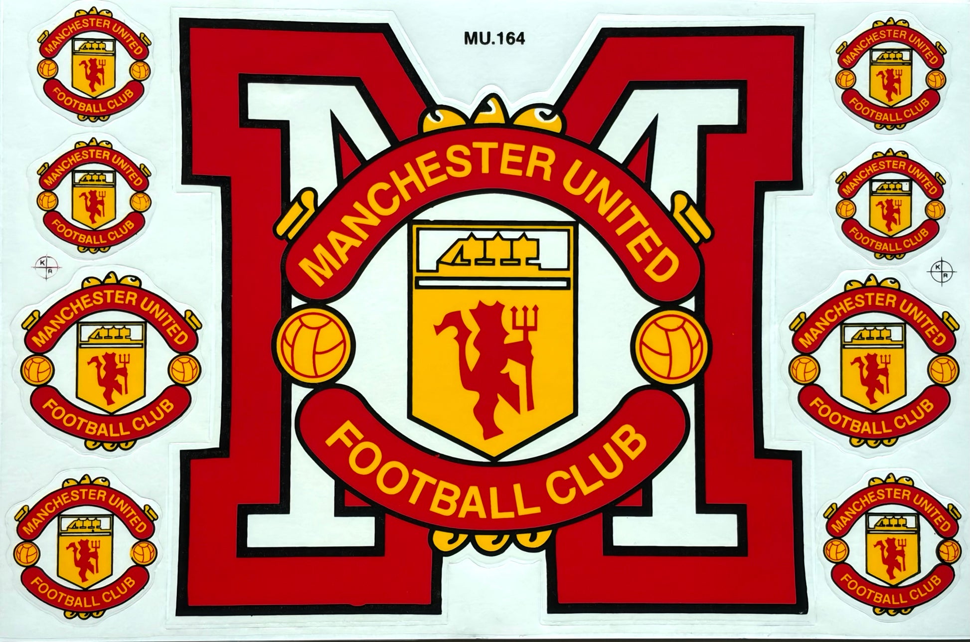 Manchester United Football Club Crest Sticker Sheet Red Gold 10 Stickers MU.164