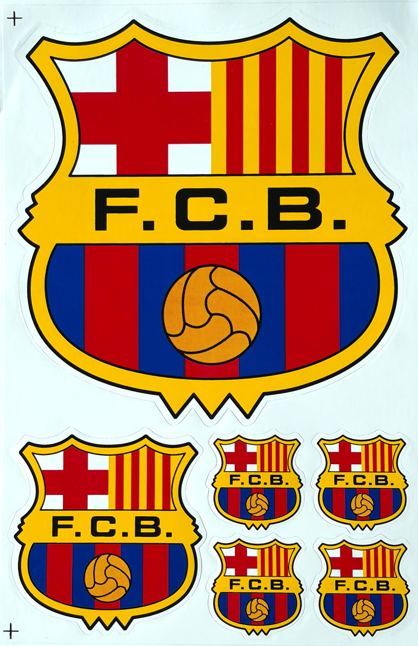 FC Barcelona FCB Crest Sticker Sheet Blue Red Gold 6 Stickers