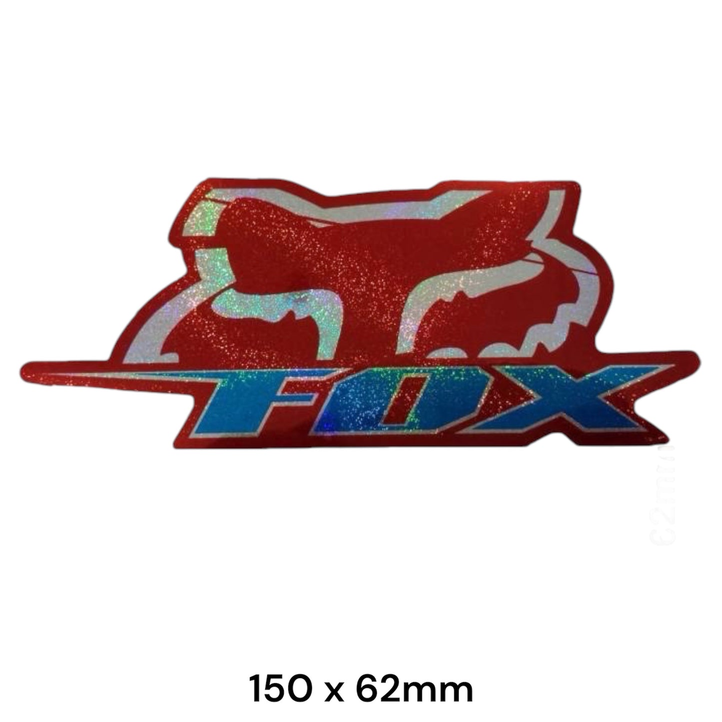FOX Half Head Sticker Glitter Blue Red | 2 Pcs | Premium