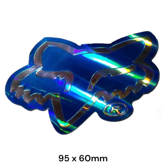 FOX Head Sticker Blue Metal Effect | 2 Stück | Premium