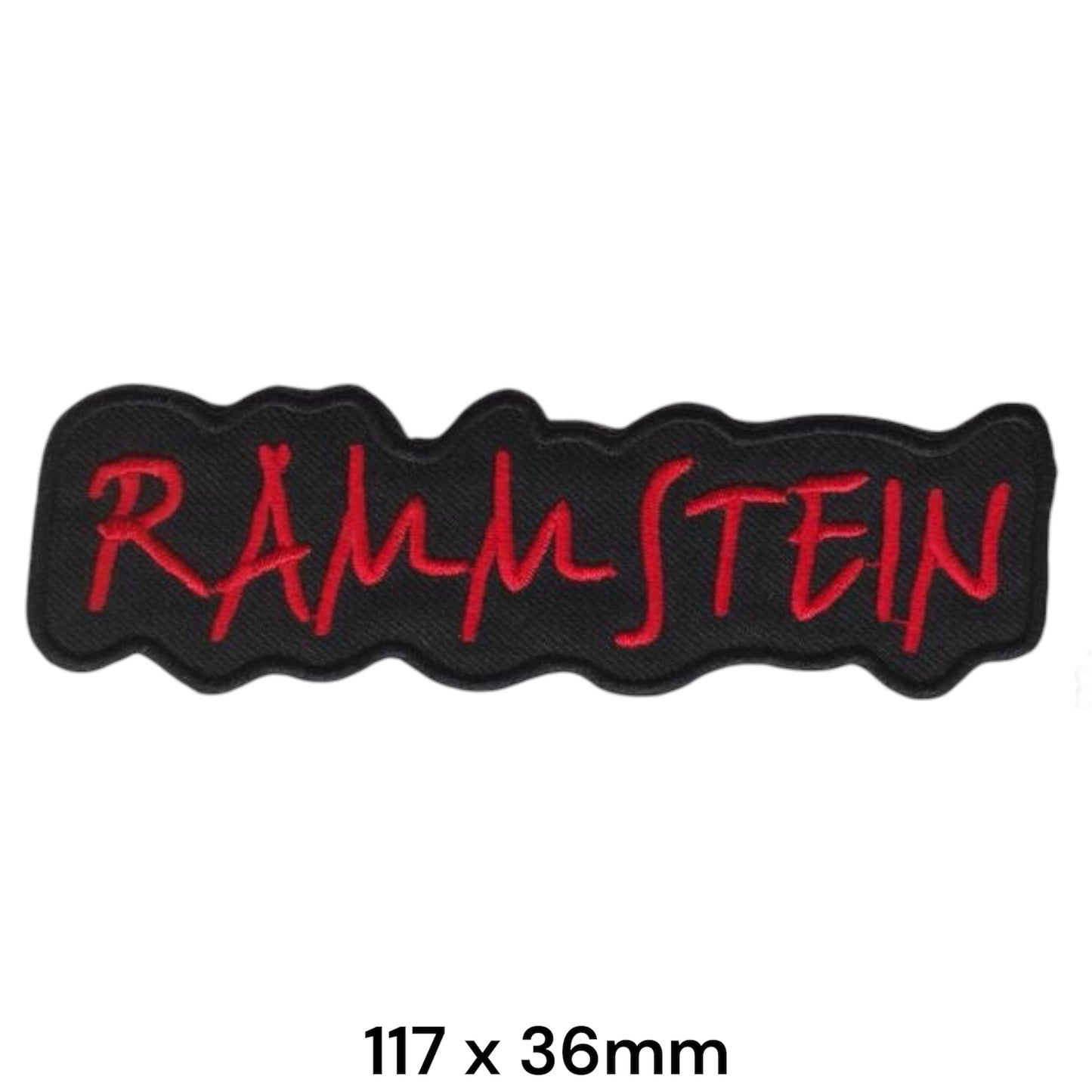 Rammstein Schriftzug Patch Red Black | Embroidered Rock Band Iron-On Patch