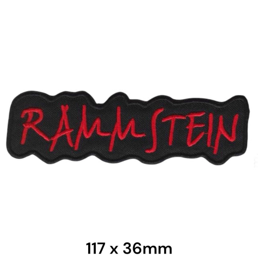 Rammstein Schriftzug Patch Red Black | Embroidered Rock Band Iron-On Patch