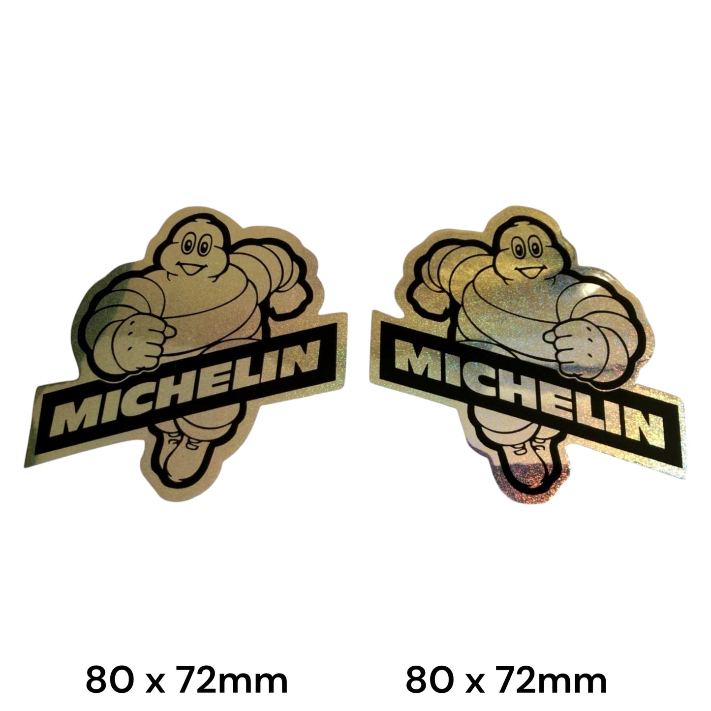 Michelin Man Running Sticker Holographic 2-Pack | Tire Brand Car Decal