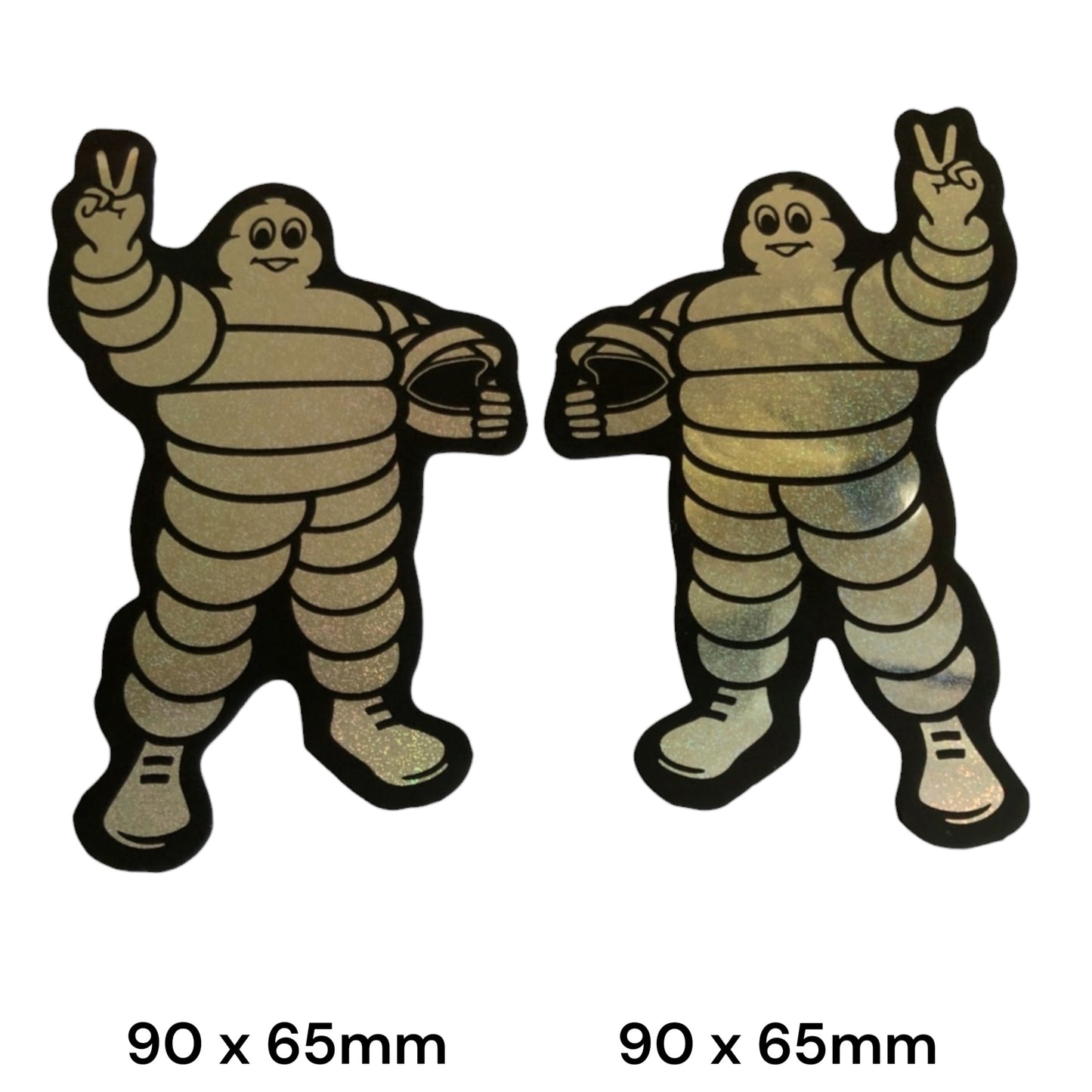 Michelin Man Peace Sticker Holographic 2-Pack | Tire Brand Car Decal