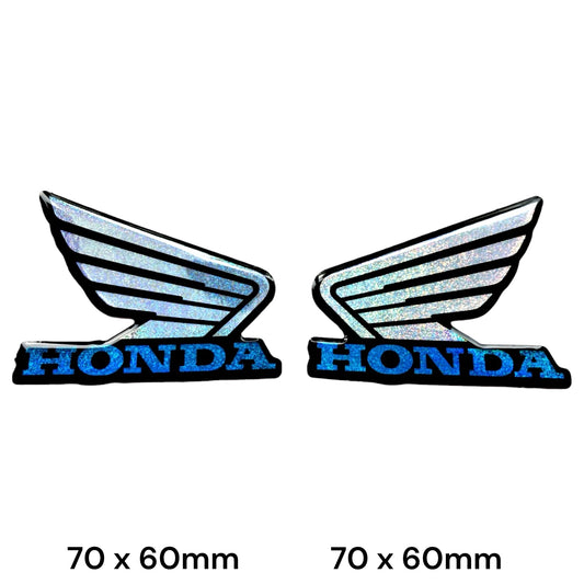Honda Wing Sticker Holographic Blue 2-Pack | Motorcycle Car Decal