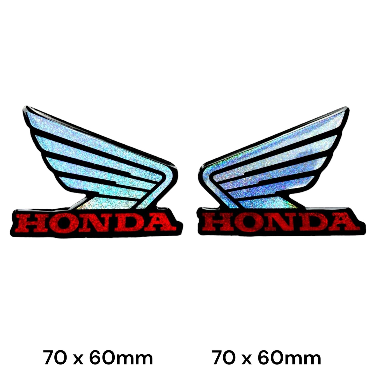 Honda Wing Sticker Holographic Silver Red 2-Pack | Motorcycle Car Decal
