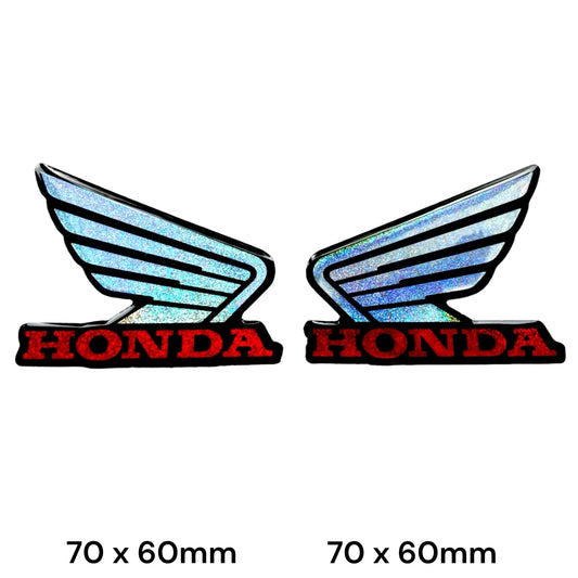 Honda Wing Sticker Holographic Silver Red 2-Pack | Motorcycle Car Decal