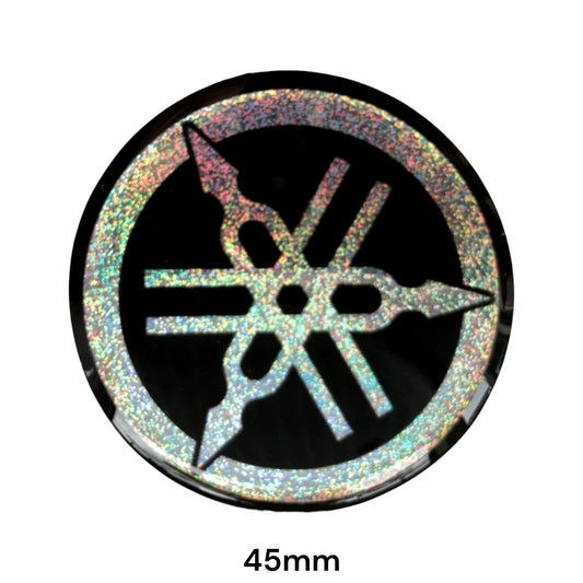 Yamaha Tuning Fork 3D Domed Sticker Holographic Glitter | Motorcycle Car Decal