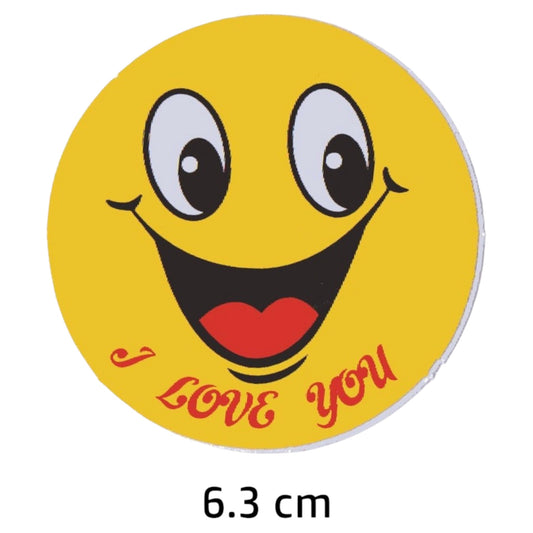 Smiley I Love You Round Sticker 2-Pack | Funny Happy Face Car Decal